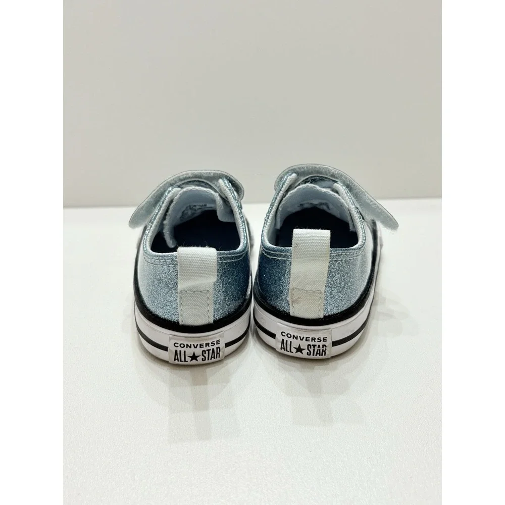 Converse Metallic Glittered Blue Sneakers Size 5c‎ Toddler